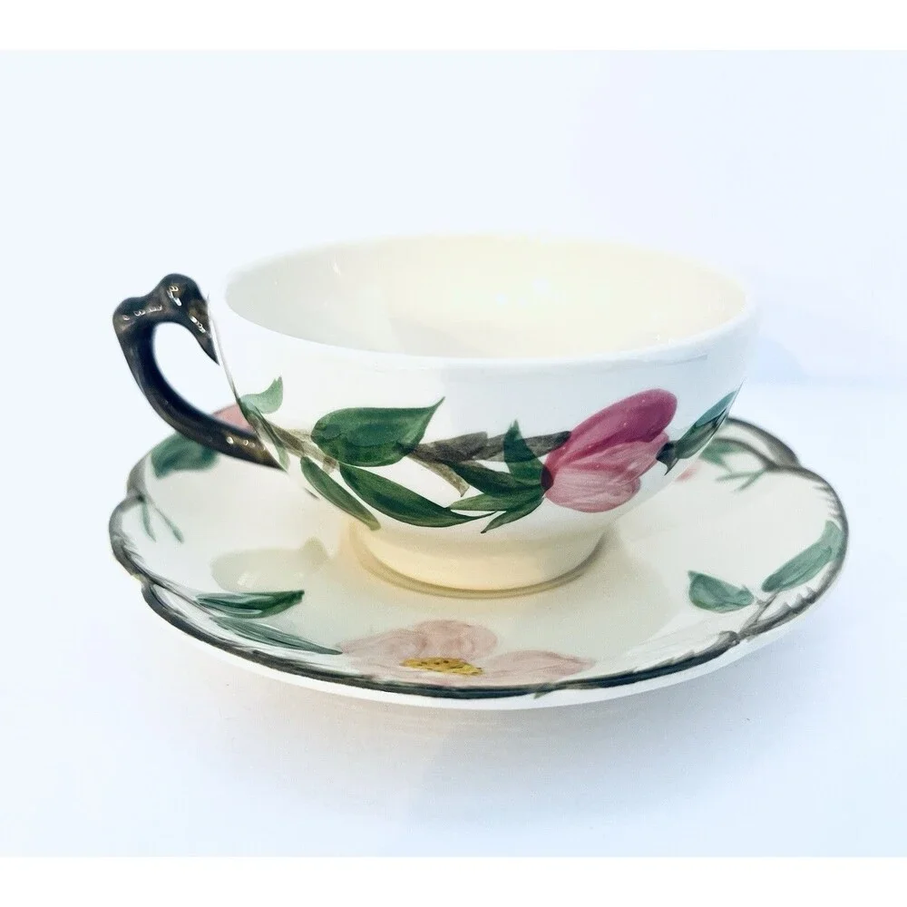 Franciscan Desert Rose Tea Cup & Saucer USA Pink Floral Vintage Replacement